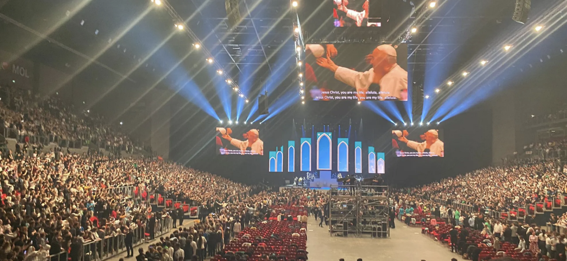 Le pape François a rencontré les jeunes de Hongrie au Palais des sports de Budapest, le 29 avril 2023 | © Anna Kurian/IMEDIA