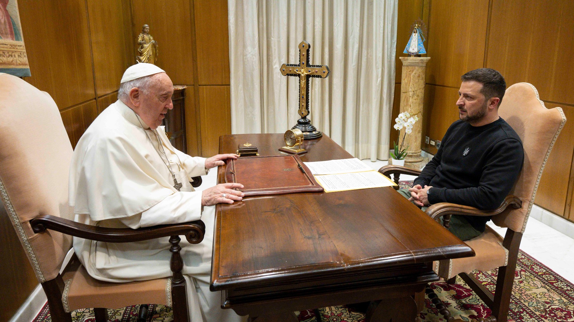 Le pape François a reçu, au Vatican, le 13 mai 2023, le président ukrainien Volodymyr Zelensky | © Vatican Media  