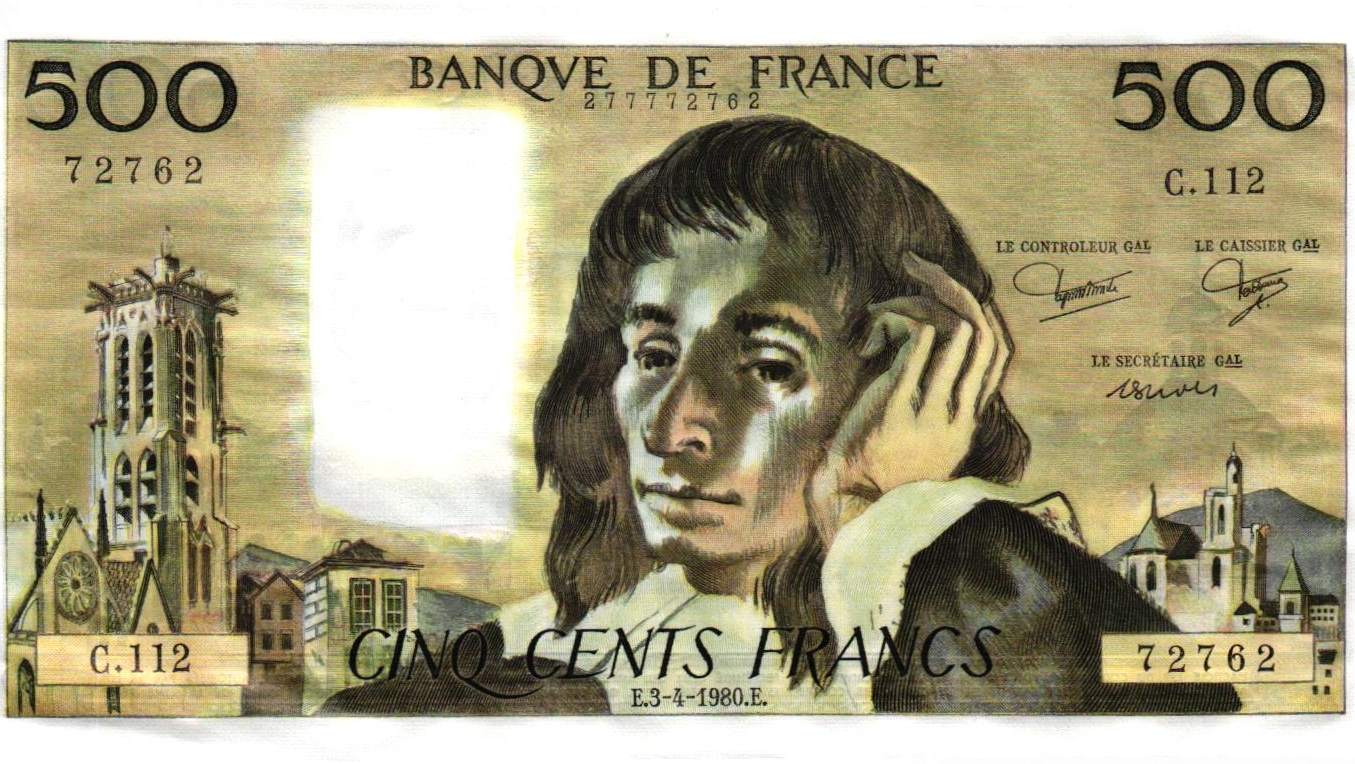 Le portrait de Blaise Pascal figurait sur le billet de 500 francs français | domaine public