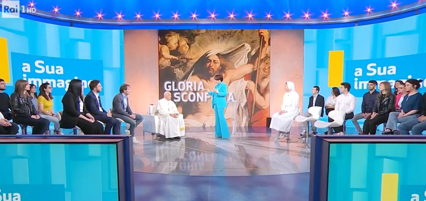 Le pape François sur le plateau de l'émission "A Sua Immagine" © Capture d'écran RAI