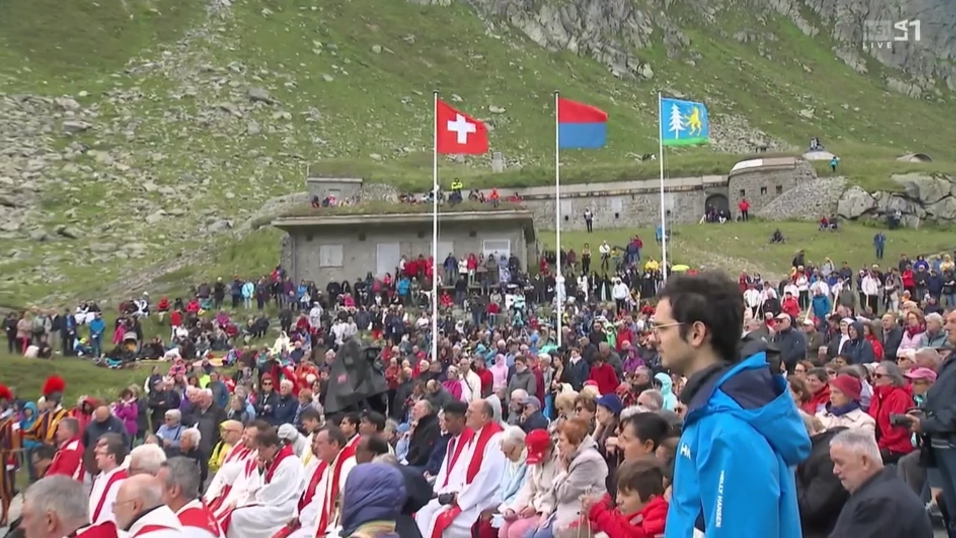 Célébration de la messe du 1er août 2023 au col du Gothard | © capture d'écran RSI