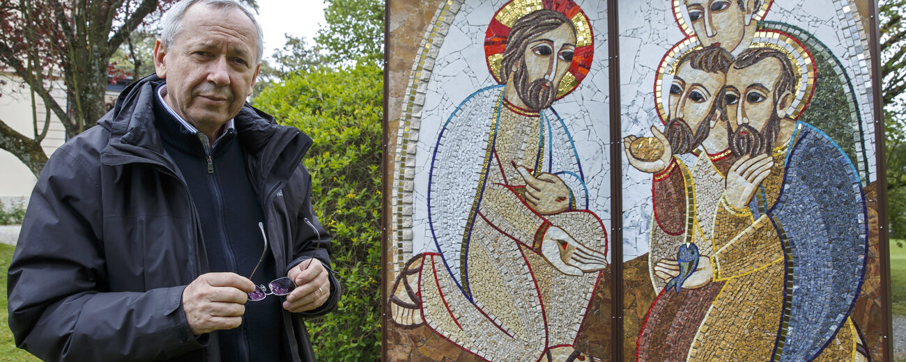 L'ex-jésuite Marko Rupnik a l'inauguration du Chemin de Joie à Genève, en 2019 | © KEYSTONE/Salvatore Di Nolfi