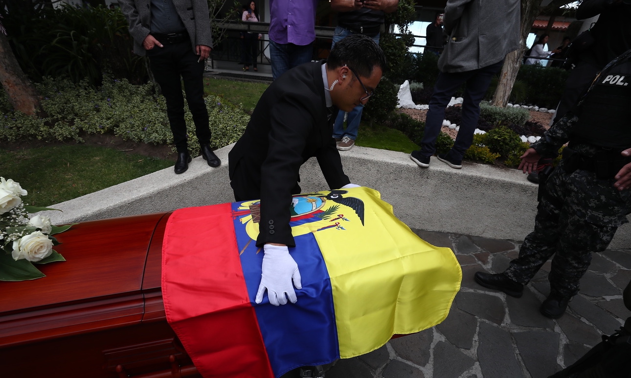 Le corps de Fernando Villavicencio a été transporté à Quito le 11 août 2023 | © Keystone/EPA/Jose Jacome