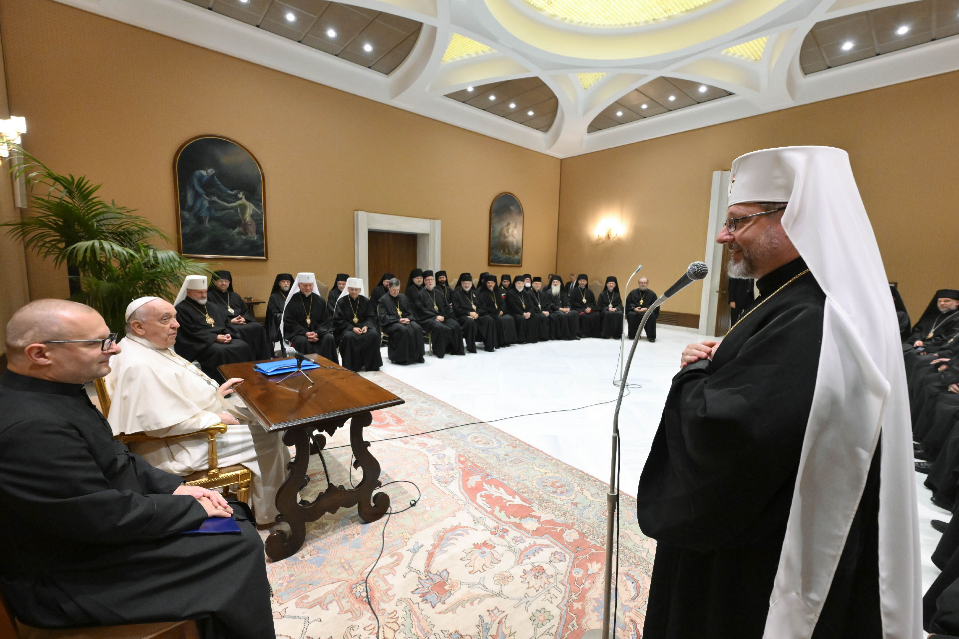 Selon le communiqué de l'UGCC, le pape et les évêques gréco-catholiques d'Ukraine ont eu un dialogue "franc" | © Vatican Media