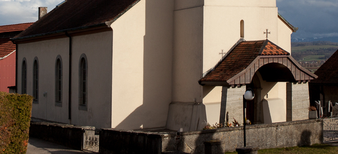 L'église de Rueyres-les-Prés, dans la Broye fribourgeoise | © Paroisse St-Laurent-Estavayer