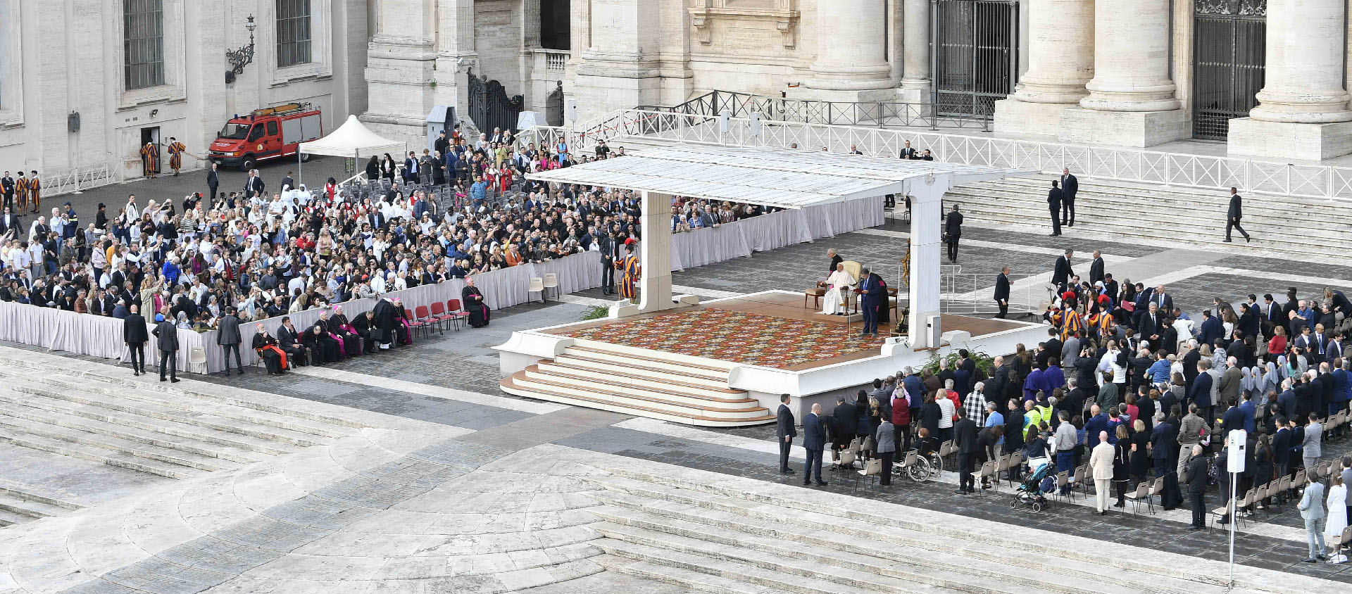 «Je continue à prier pour ceux qui souffrent, à espérer dans des parcours de paix au Moyen-Orient...", a assuré le pape | © Vatican Media