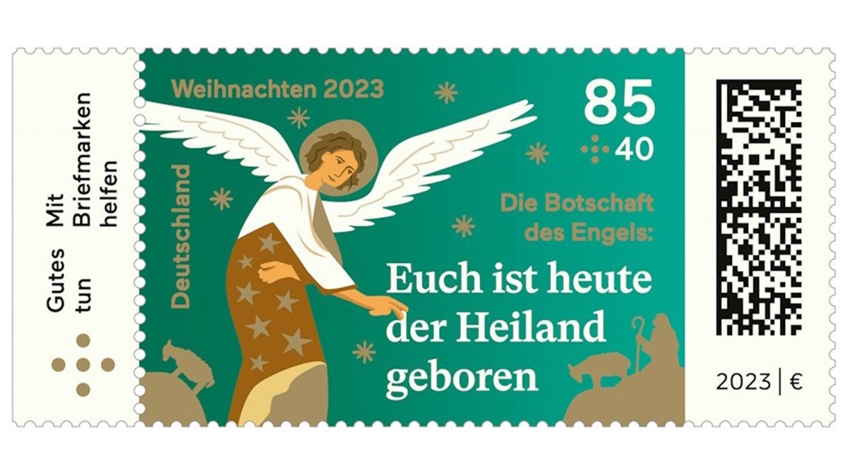 "Aujourd'hui un Sauveur vous est né" dit le timbre de Noël allemand | © Ministère des Finances Allemagne 