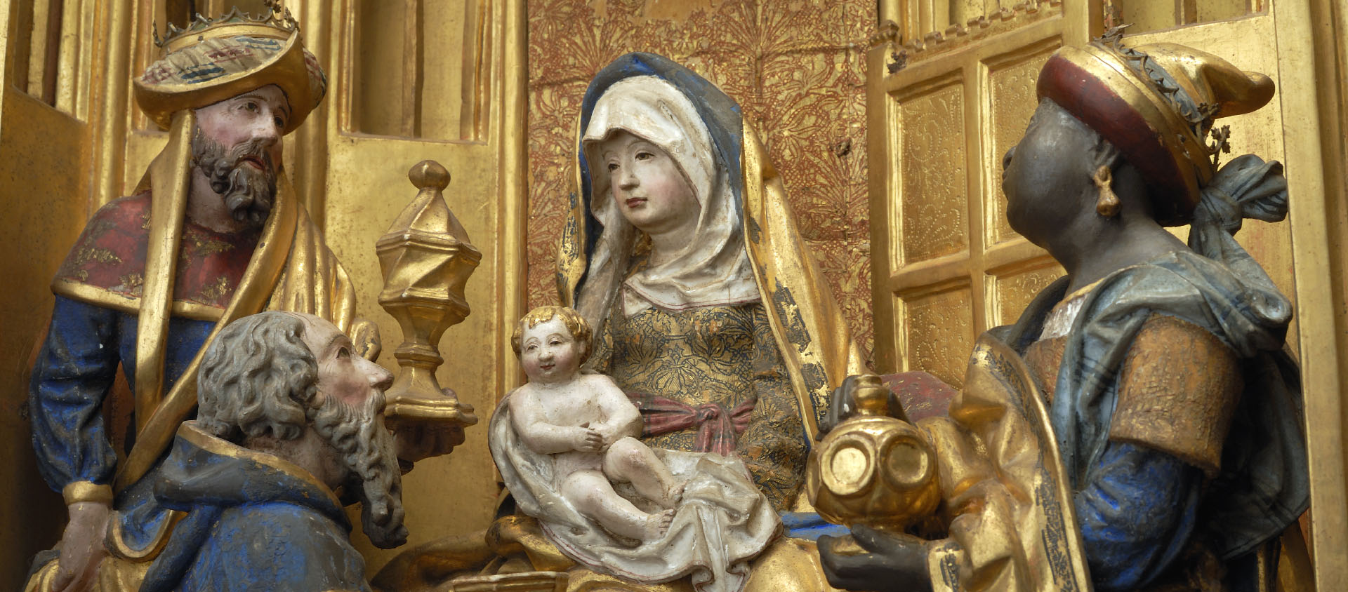 Rétable de Saluces, détail, vers 1500. Scène sculptée en bois polychrome et doré, peinture à l’huile sur panneau de bois | ©  	Jijuc/Wikimedia/CC BY-SA 4.0 Deed 