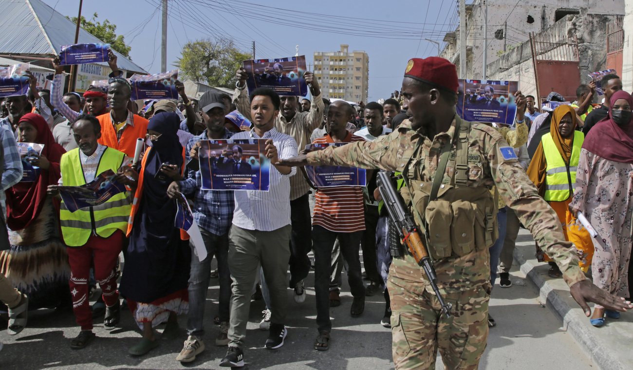 Manifestation à Mogadiscio, 3 janvier 2024, contre l'accord entre l’Éthiopie et le Somaliland | © Keystone/AP Photo/Farah Abdi Warsameh