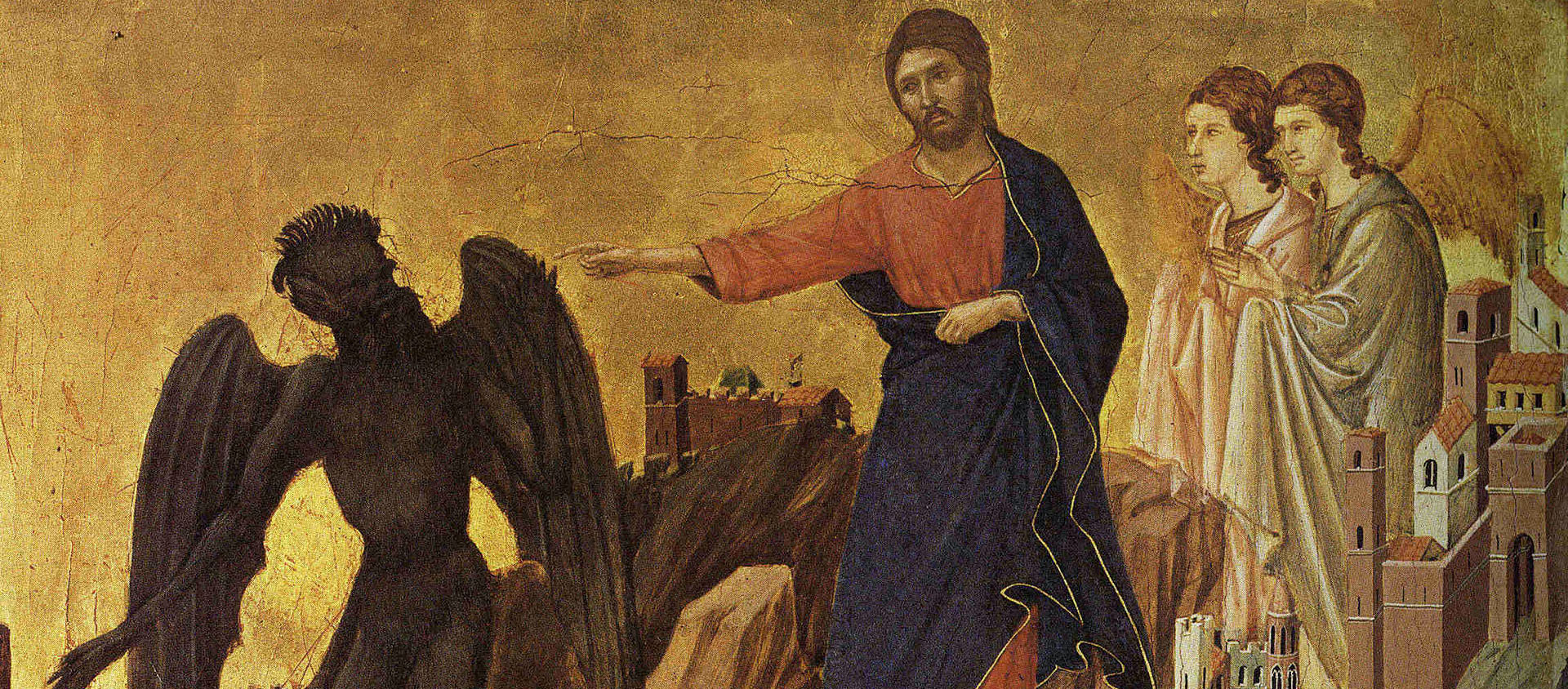 Jésus au désert, détail. Duccio di Buoninsegna vers 1310 | Domaine public.