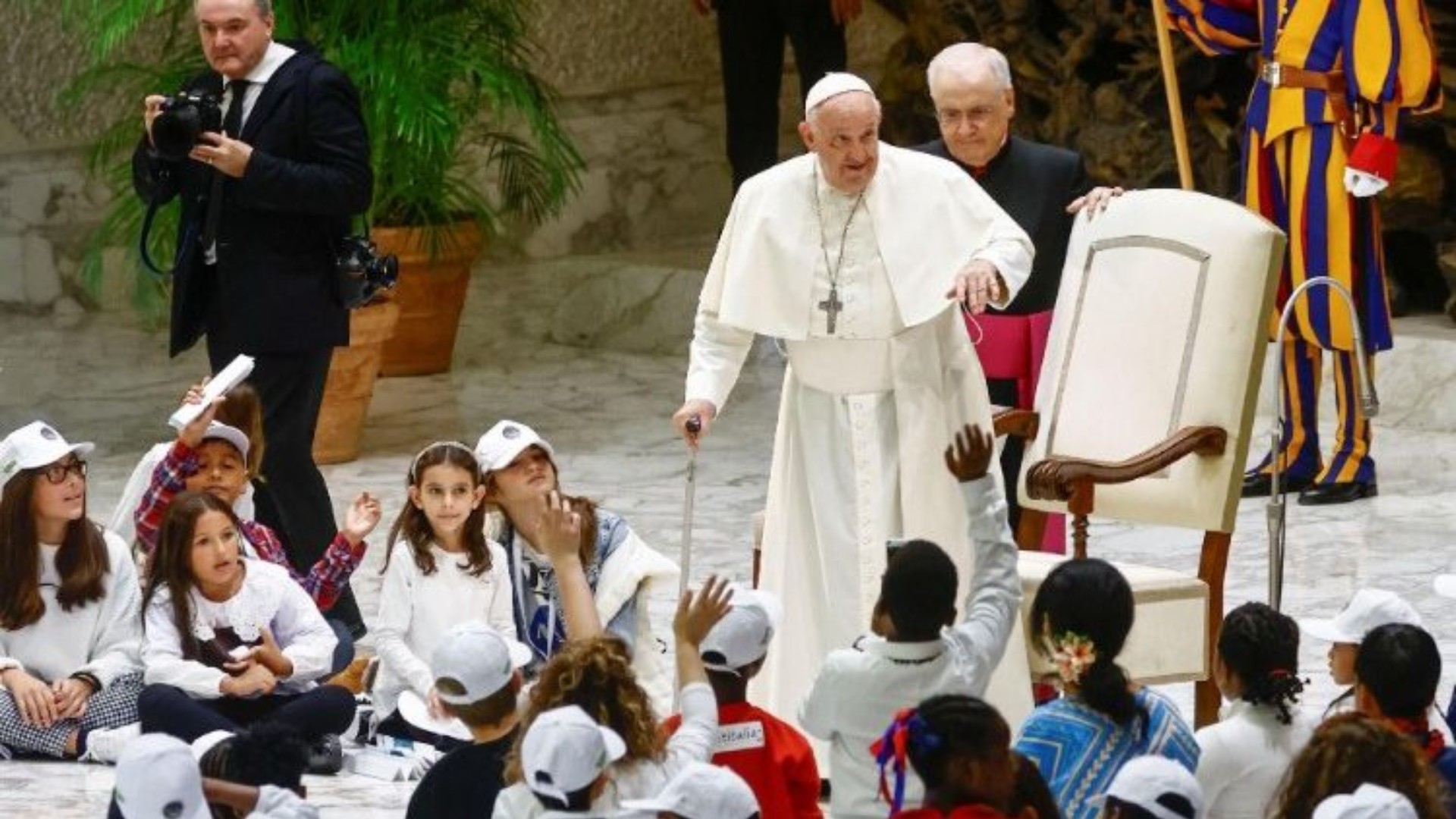 Le pape lors de sa rencontre avec 6'000 enfants à la salle Paul VI, le 6 novembre 2023 | © Media Vatican