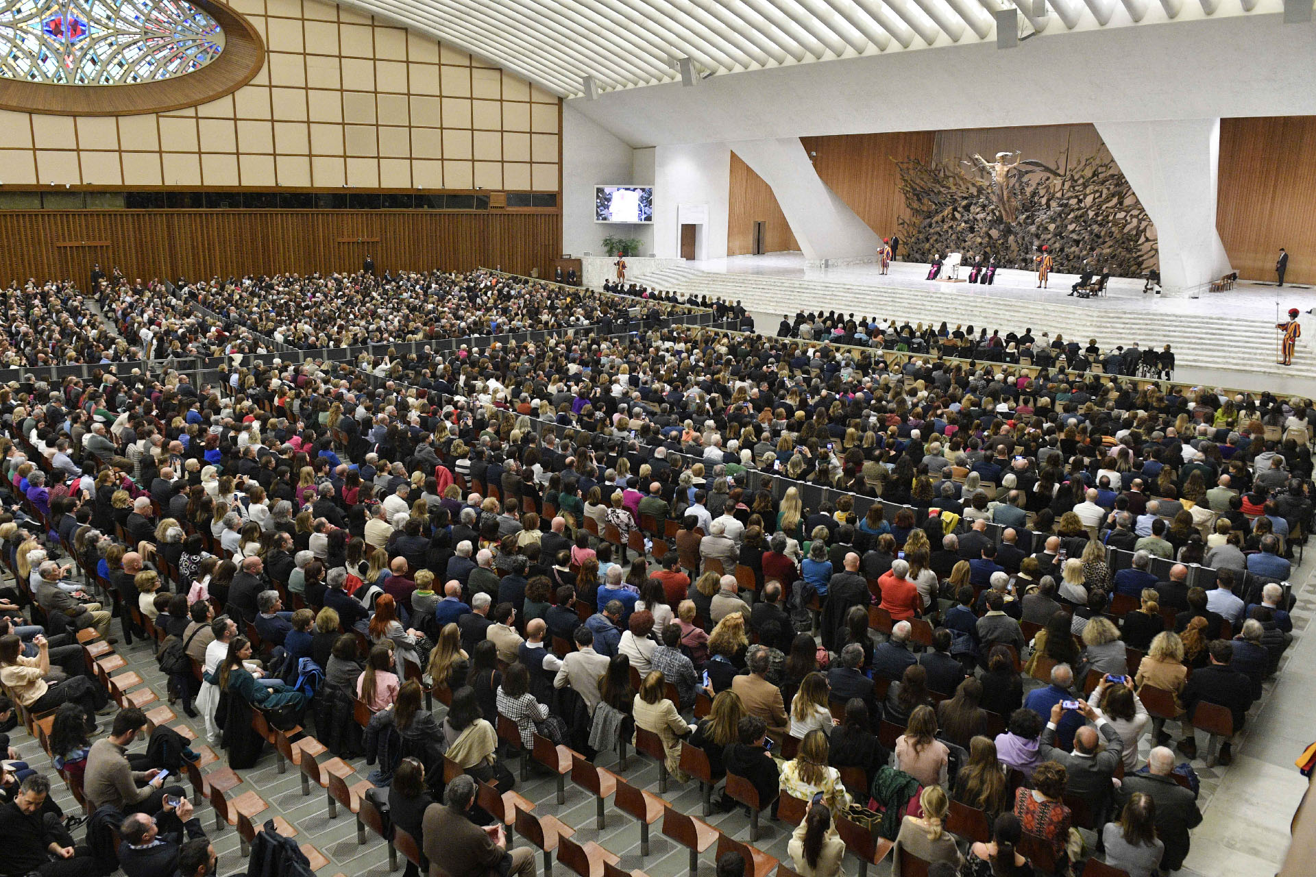 «Il ne faut pas courir après l’audience au détriment des contenus», a insisté le pape devant les employés de la RAI | © Vatican Media
