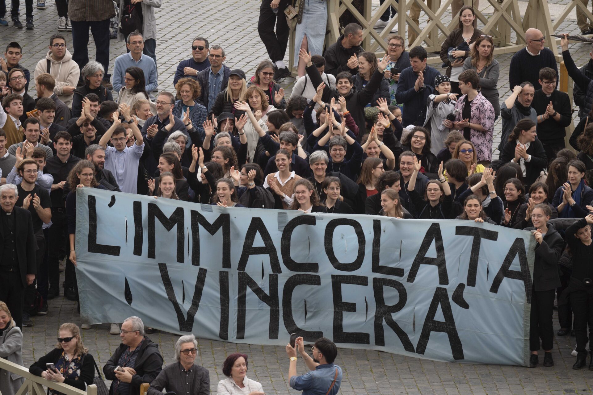 "L'Immaculée Conception triomphera", une bannière en signe d'espérance, 1er avril 2024 | © Vatican news