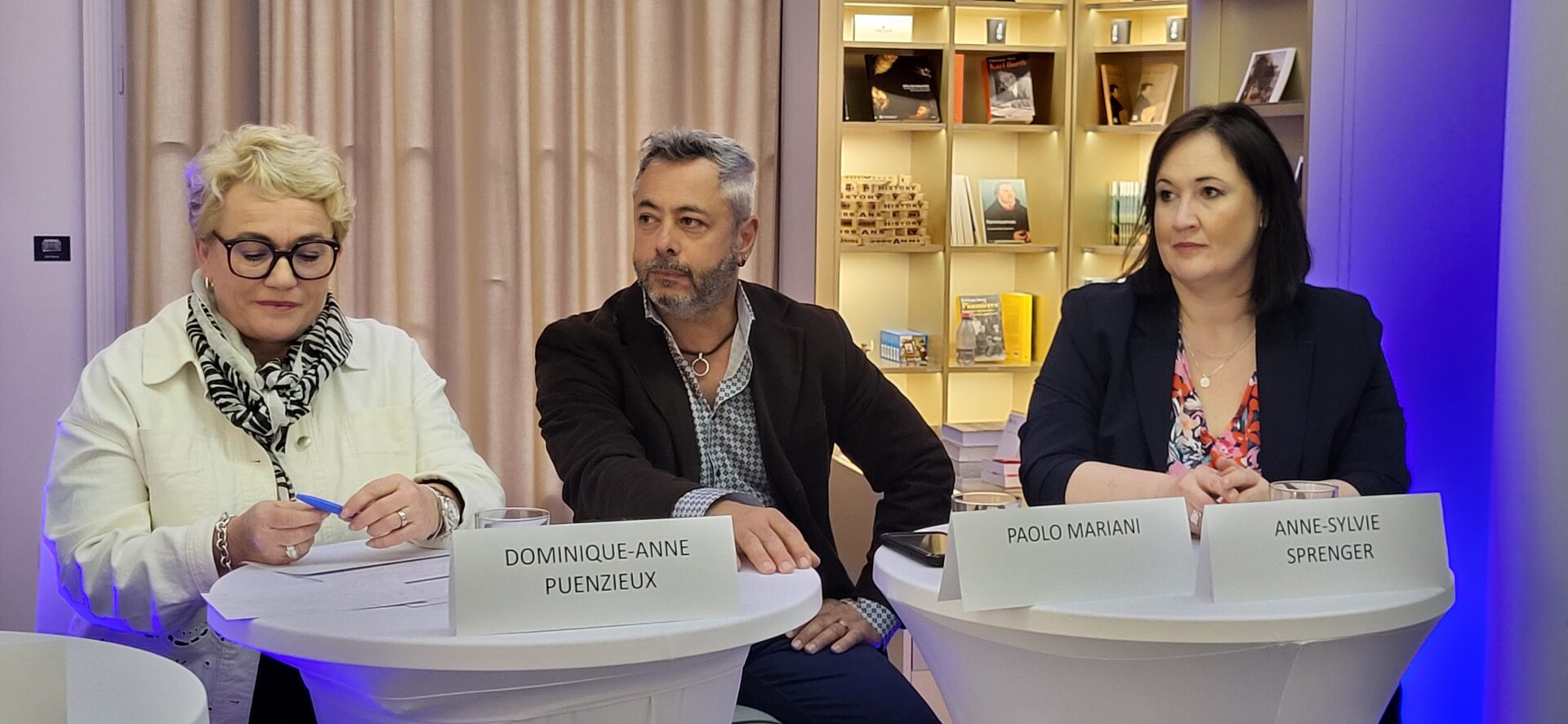 Trois invités de la table ronde sur le pourquoi de la presse religieuse, 14 mai 2024 | © Lucienne Bittar