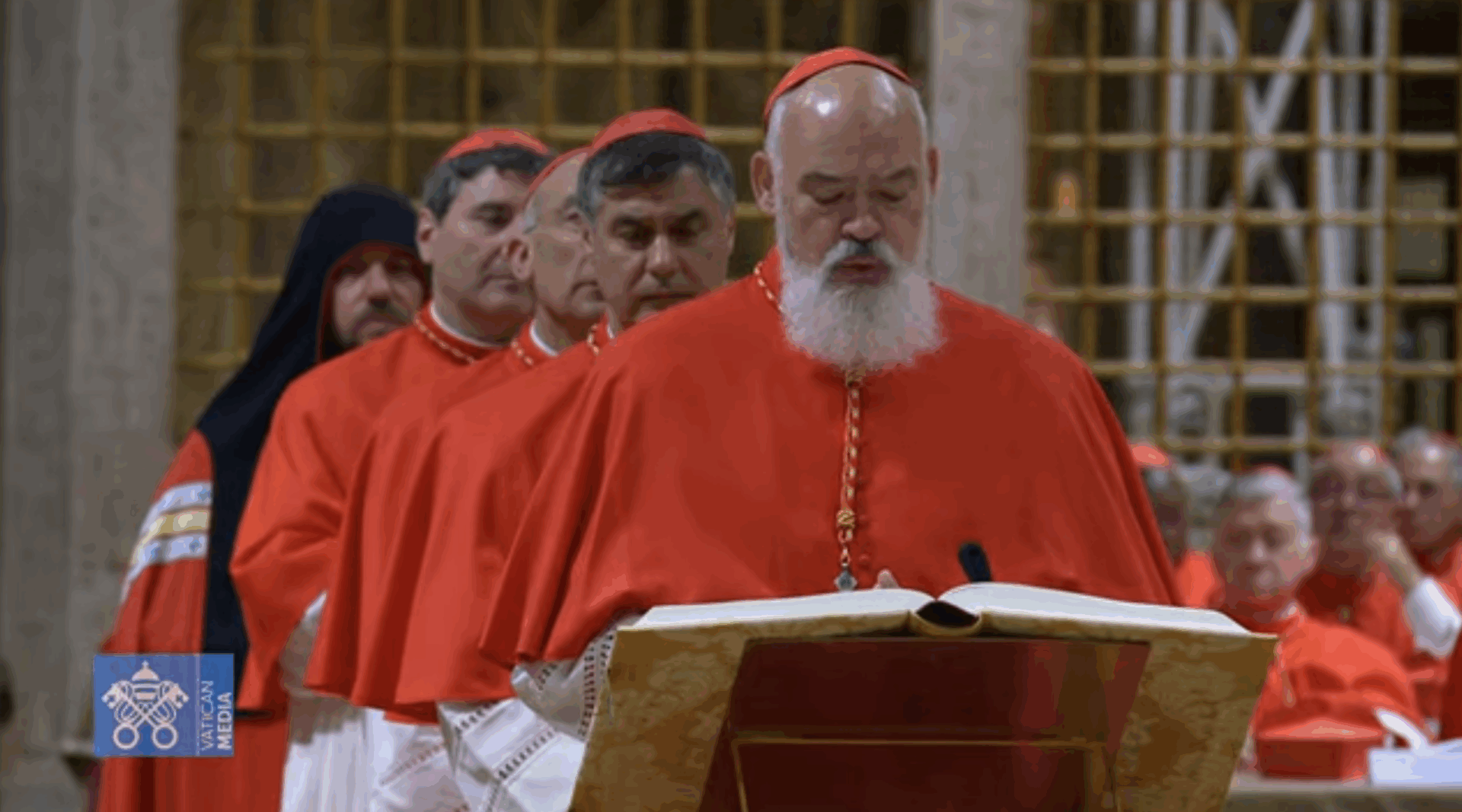 Prestation de serment du cardinal électeur Dominique Joseph Mathieu ofm, d'Iran, 7 mai 2025 | © Vatican media (capture d'écran) 