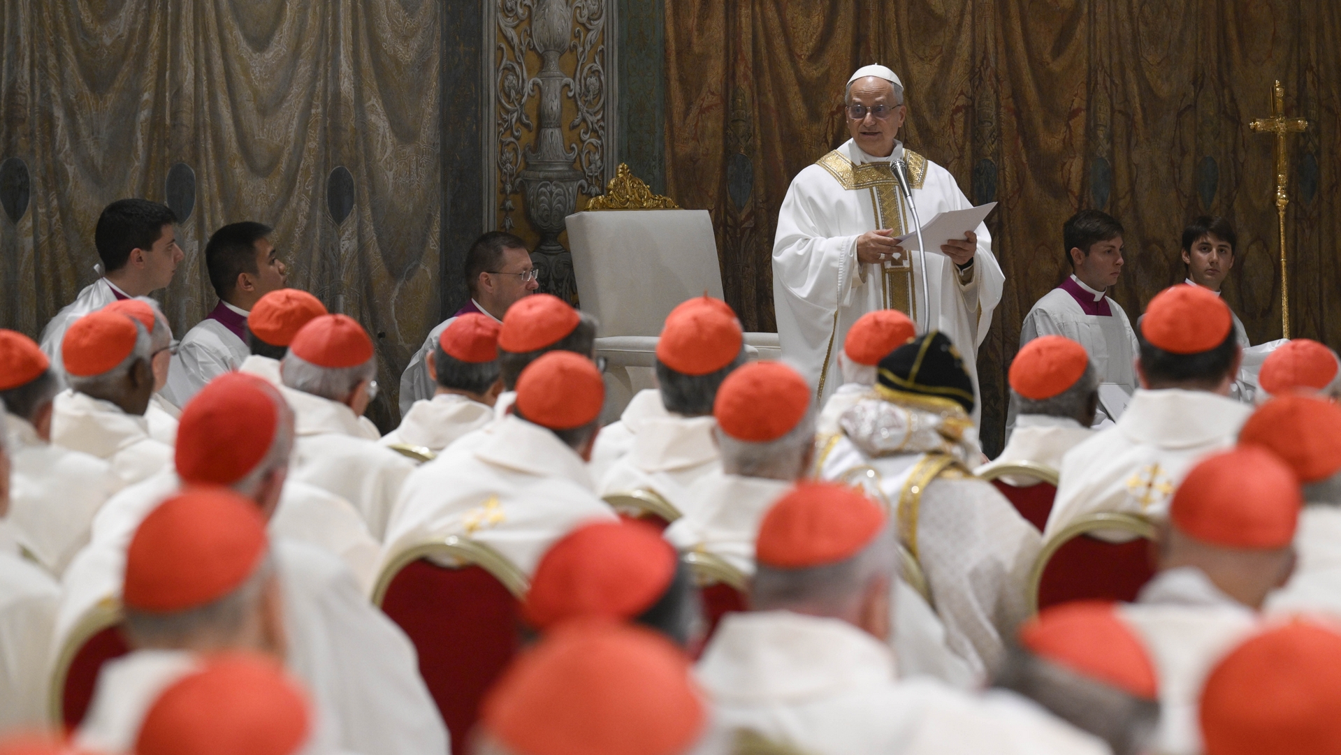 Le pape Léon XIV lors de sa première messe devant le cardinaux | © Vatican Media 