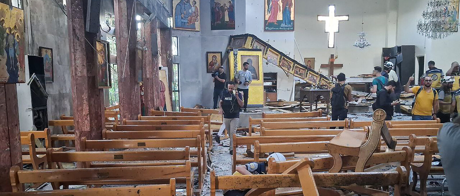 L'église Saint-Élie de Damas a été la cible d'un attentat suicide, le 22 juin 2025 | © Photo via Newscom (KEYSTONE/NEWSCOM/Syrian Arab News Agency (SANA))
