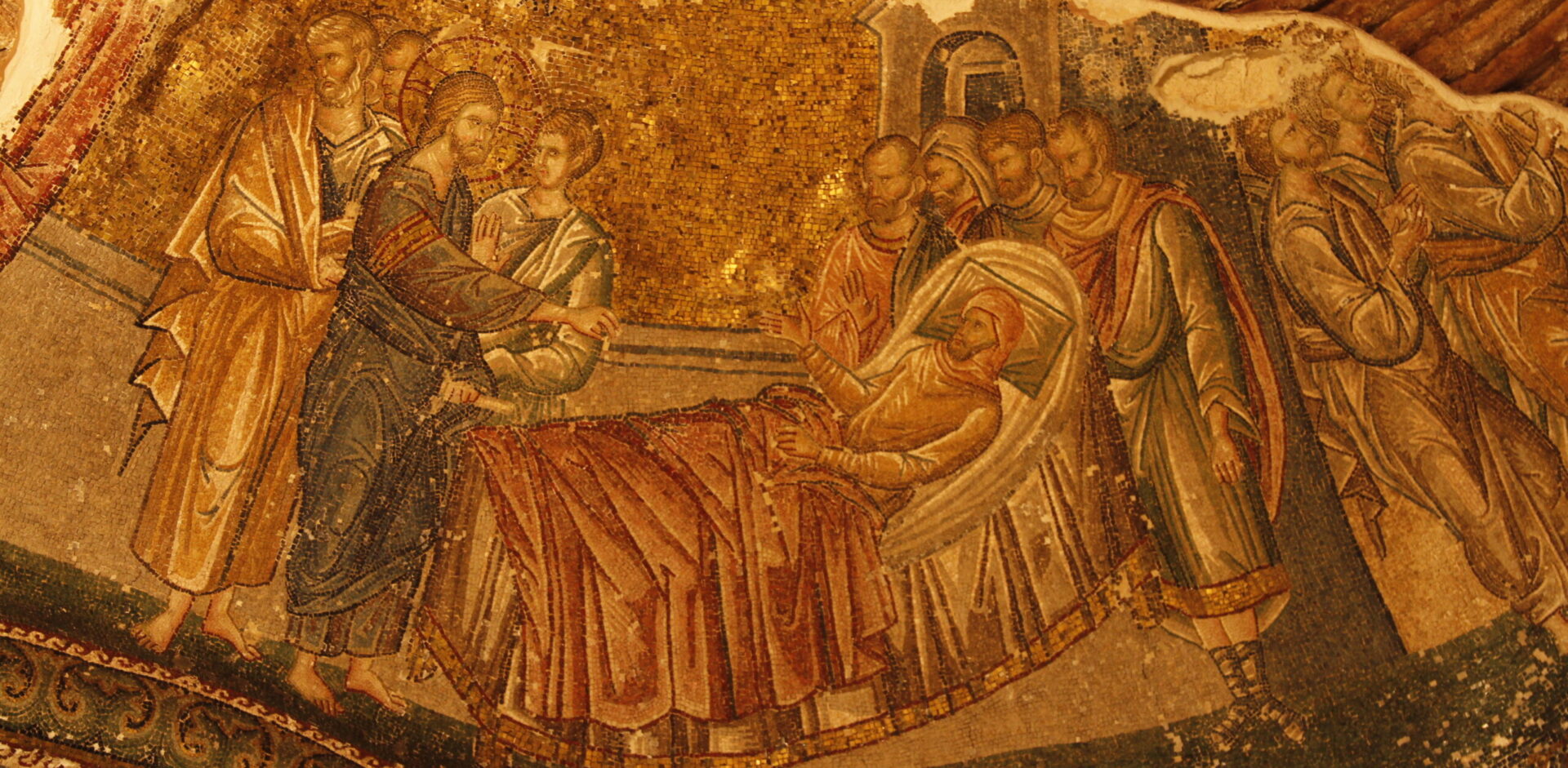 Jésus guérissant un paralytique / Mosaïque de l'église Saint-Sauveur-in-Chora, à Istanbul | © José Luis Bernardes Ribeiro/Wikimedia Commons/ CC BY-SA 3.0