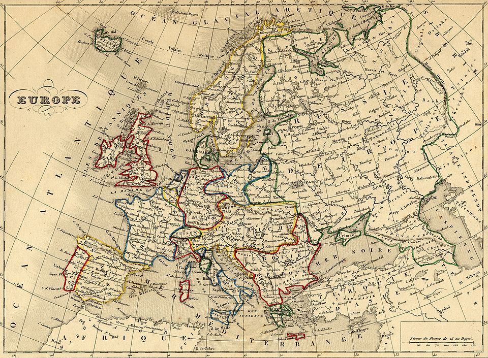 Le Vieux continent est toujours une terre fertile. Photo: carte géographique de l'Europe, de Alexandre Vuillemin (1843) | DP