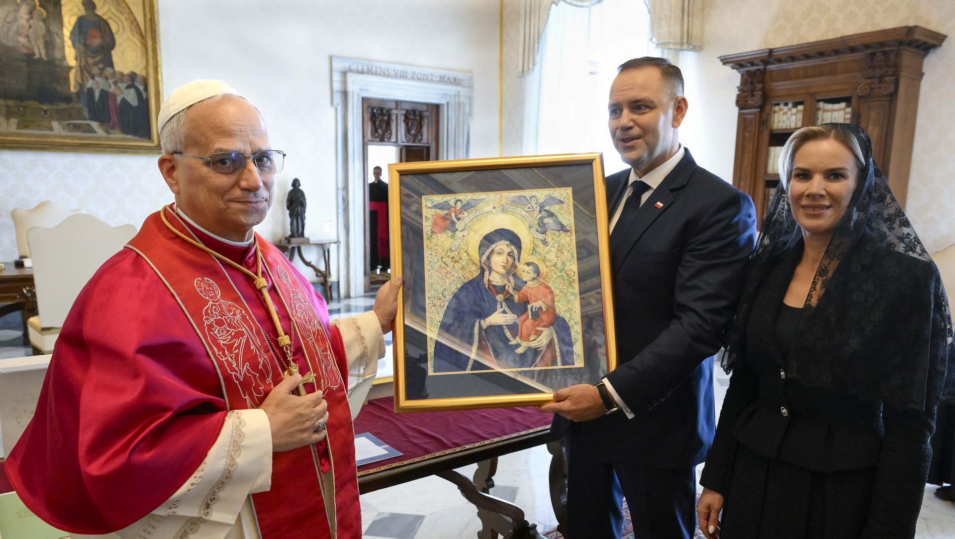 Le pape Léon XIV reçoit le président polonais Karol  Nawrocki | © Vatican Media 