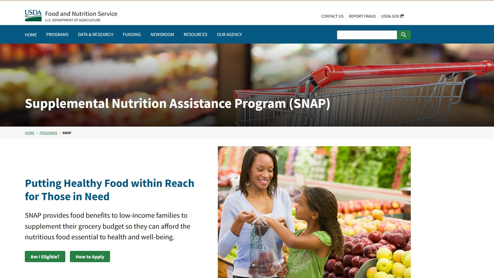 Le site du SNAP promet une aide aux personnes dans le besoin