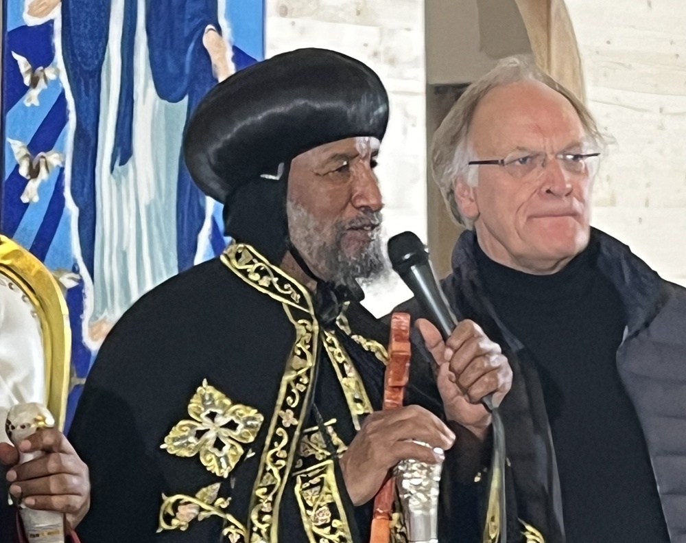 Le patriarche Abune Basilos et le pasteur vaudois Virgile Rochat/  © Gabrielle Desarzens
