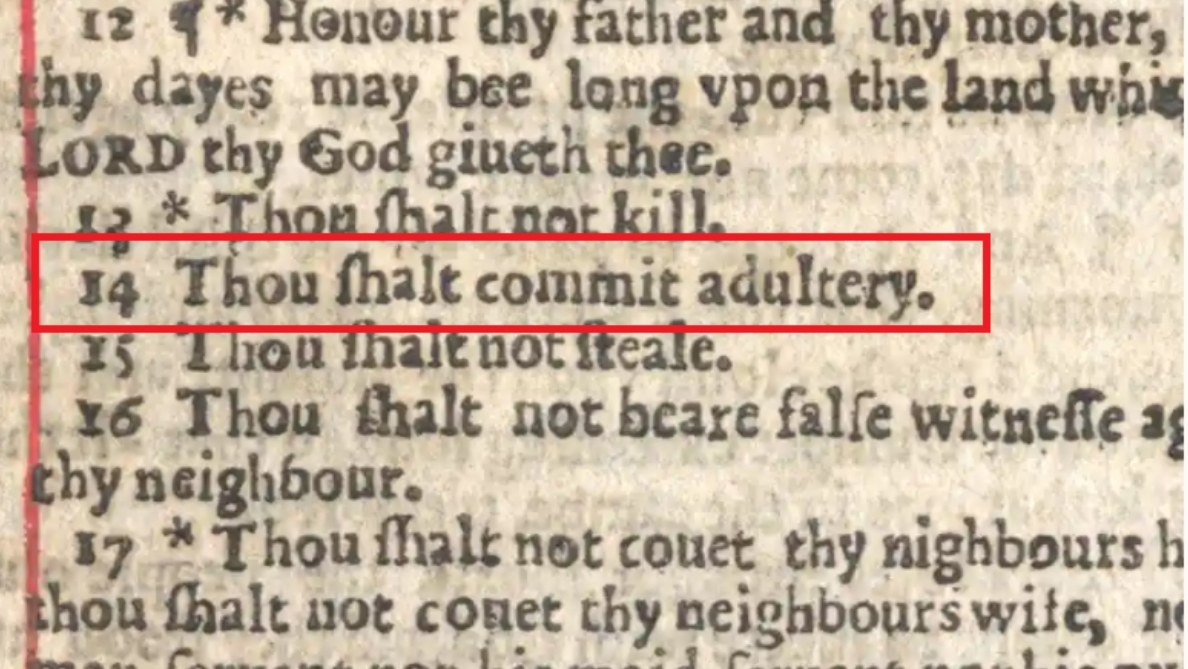 La mauvaise impression de la Bibles des adultères en 1631 