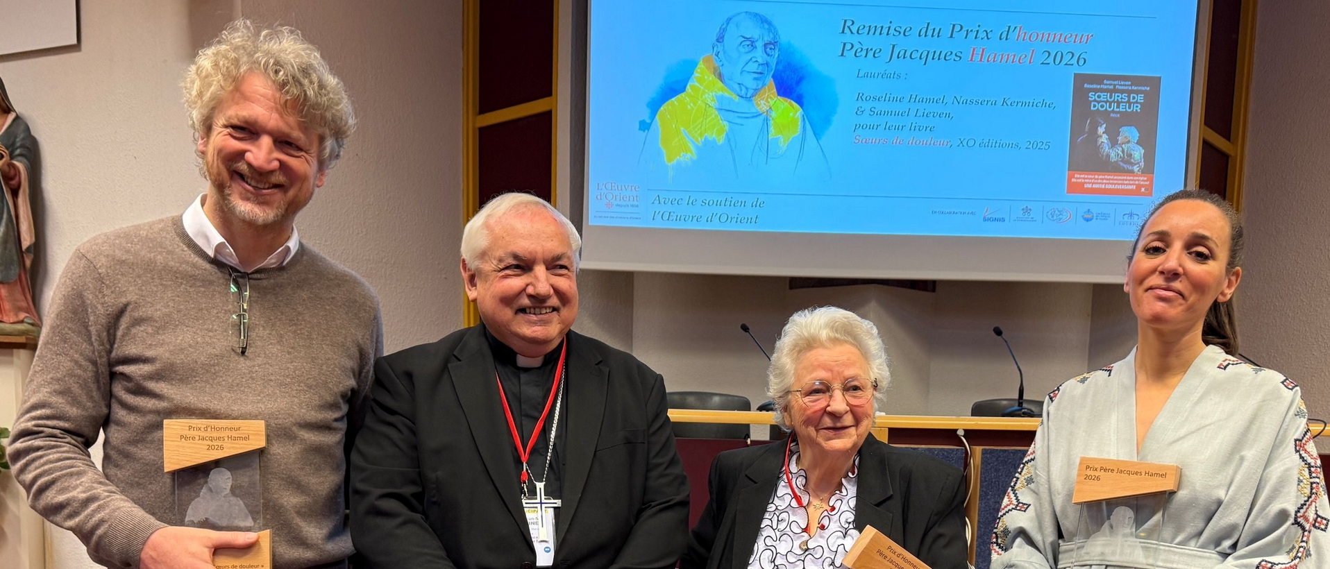 Prix Jaques Hamel 2026:  Samuel Lieven, Jean-Marc Aveline,  Roselyne Hamel et Amira Souilem | FMC