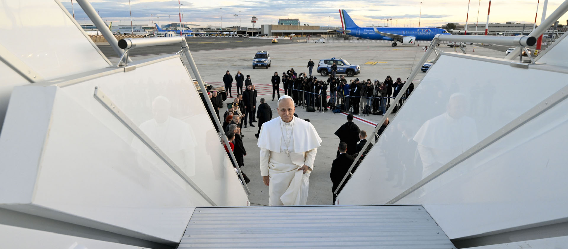 Depuis 2020, la compagnie ITA Airways assure les vols du pape, ici en Turquie | © Vatican Media